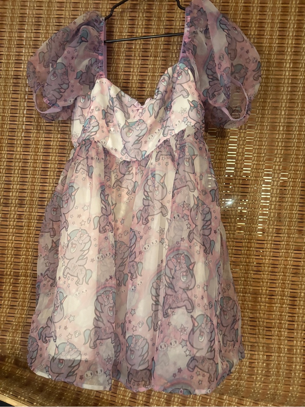 tokidoki Pink and Purple Mini Dress with Unicorn Print